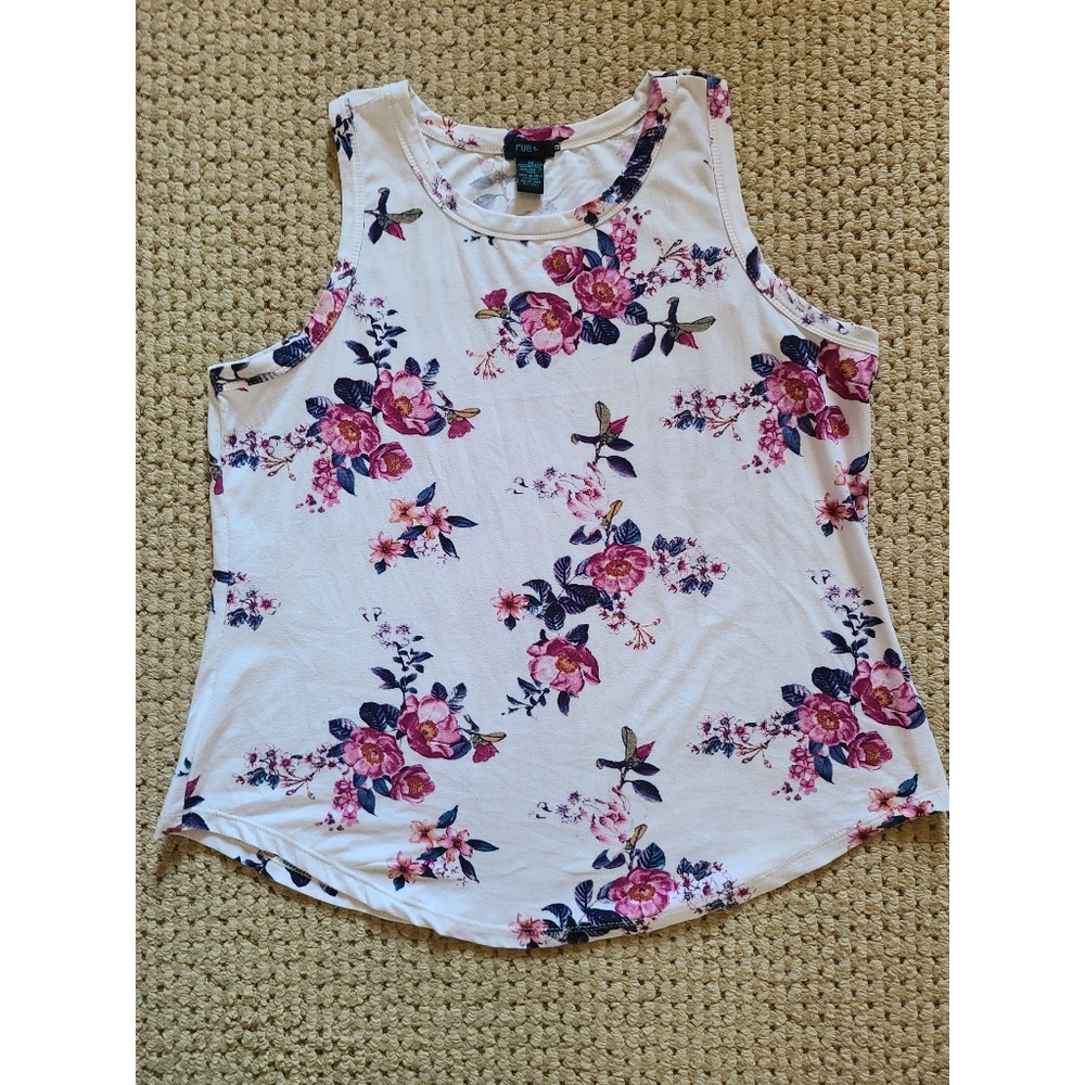 White Floral Tank Top